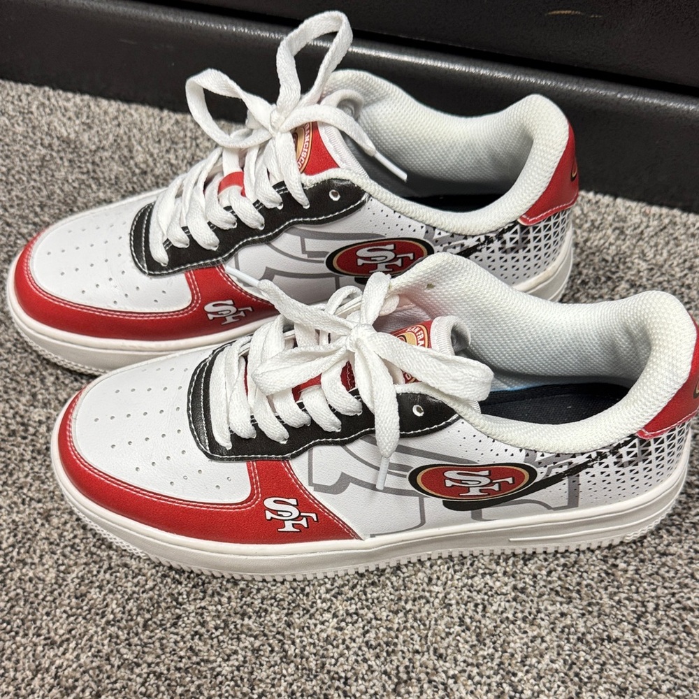 Stylish Red and White Athletic Shoes